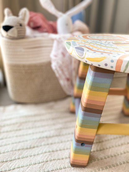 Rainbow Striped Stool