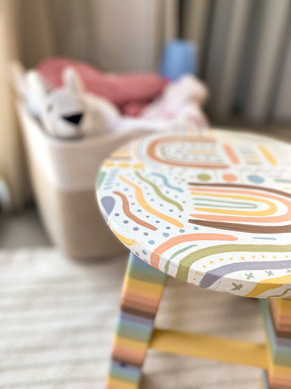 Rainbow Striped Stool