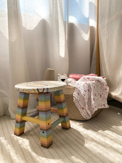 Rainbow Striped Stool